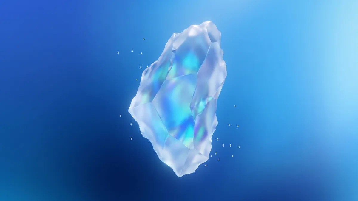 Google's launch art for Gemini 4 Carbon, published 28 October 2026: a faceted iridescent crystal on a blue gradient, surrounded by small floating number 4s.
