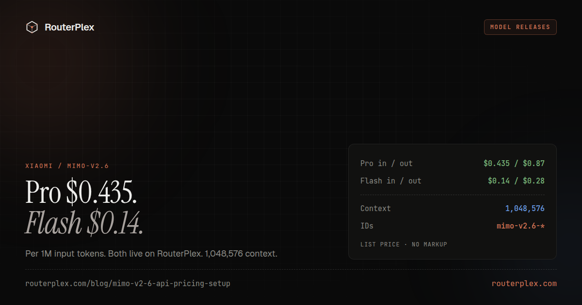 MiMo-V2.6 API: Pro and Flash Pricing and Setup