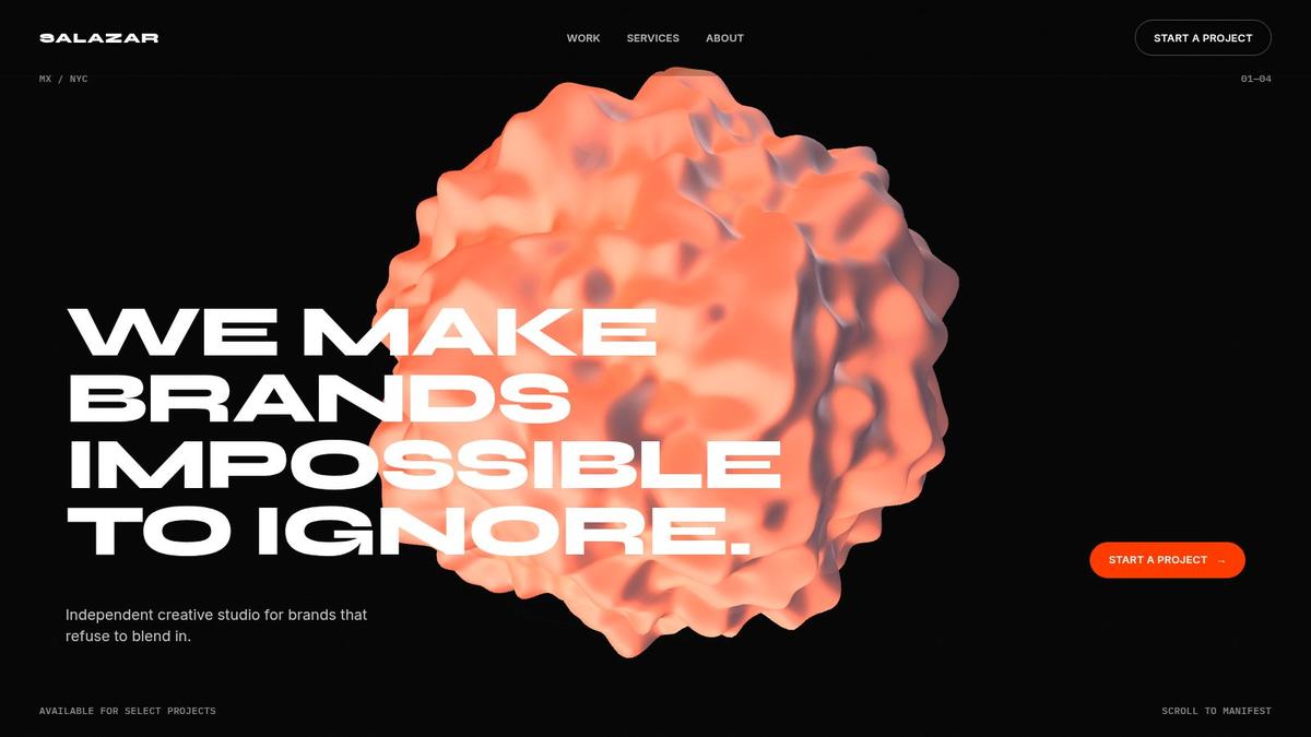 Xiaomi showcase still: a generated Salazar studio homepage from the MiMo-V2.6 launch page.